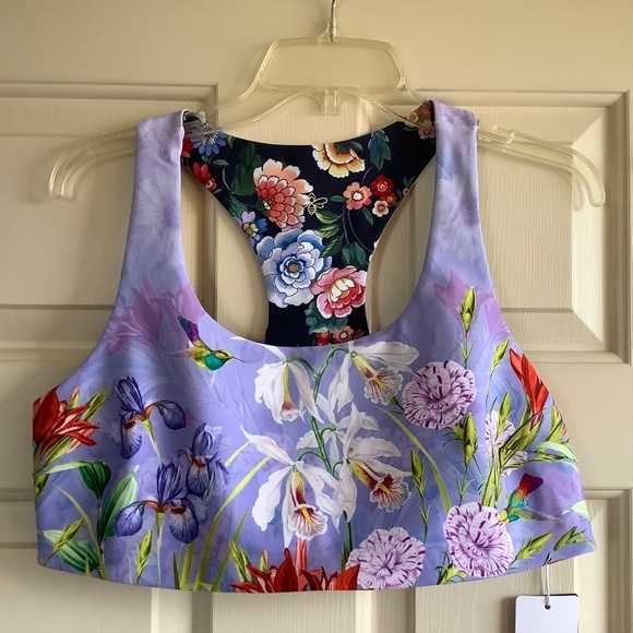 Johnny Was Set Bee Active High Waisted Slit Leggings And Sports Bra Floral SZ XL - Picture 10 of 16